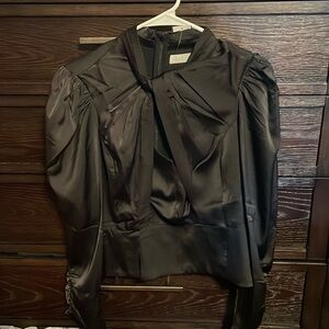 ASTR black long sleeve peekaboo blouse NWT large